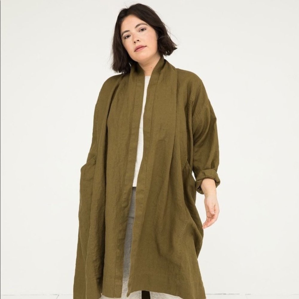 Elizabeth Suzann Clyde Trench Olive Linen XXS